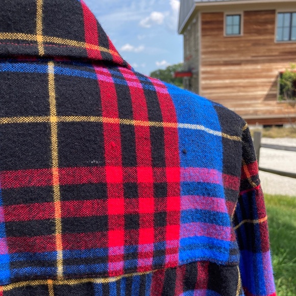 Vintage Electric Blue Plaid Flannel Shirt Pine Grove - Picture 13 of 16